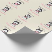 Leuke zwarte en witte husky hond cadeaupapier (Hoek)