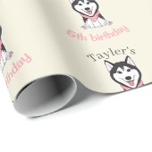 Leuke zwarte en witte husky hond cadeaupapier (Rol Hoek)