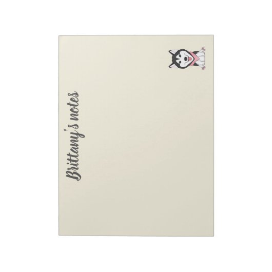 Leuke zwarte en witte husky hond notitieblok (Linkerzijde)