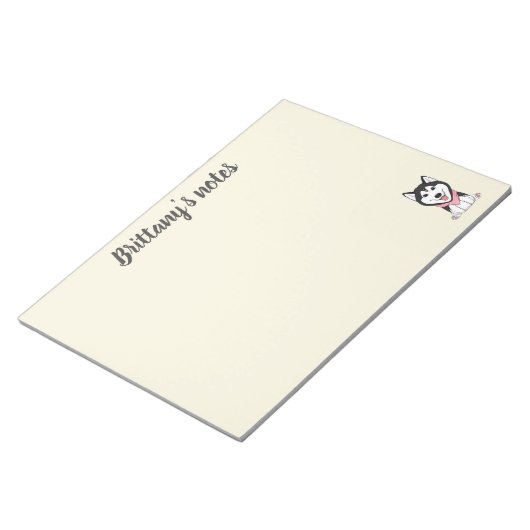 Leuke zwarte en witte husky hond notitieblok (Schuin)