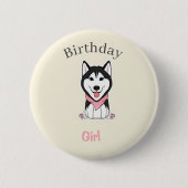 Leuke zwarte en witte husky hond ronde button 5,7 cm (Voorkant)