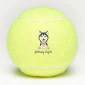 Leuke zwarte en witte husky hond tennisballen (Voorkant)