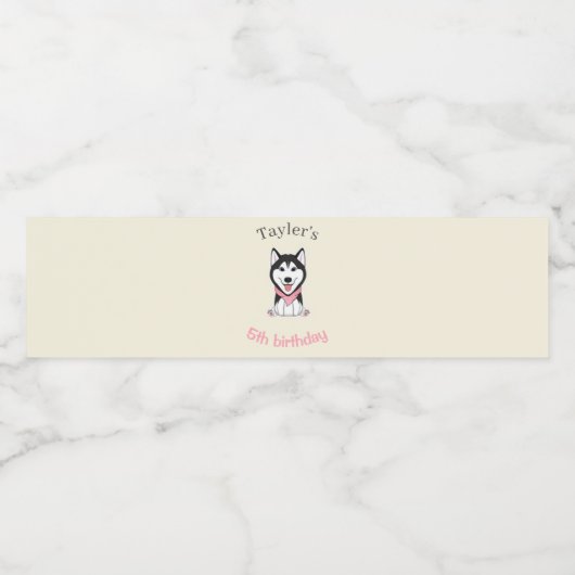 Leuke zwarte en witte husky hond waterfles etiket (Enkel label)