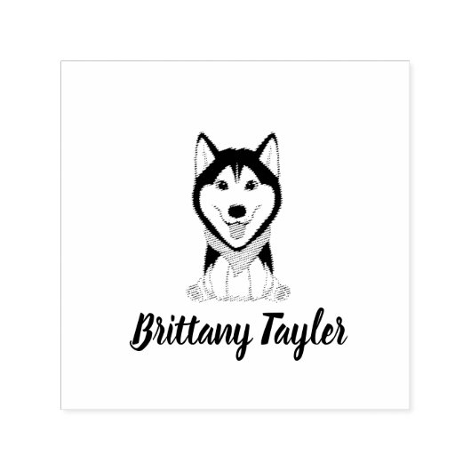 Leuke zwarte en witte husky hond zelfinktende stempel (Design)