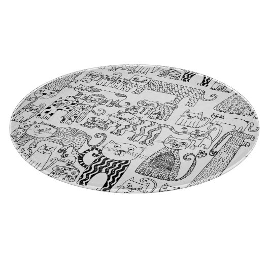 Leuke zwarte en witte katten en kittens snijplank (Hoek)