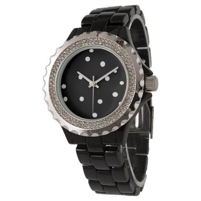 Leuke Zwarte en Witte Stippen Horloge (Gekanteld)