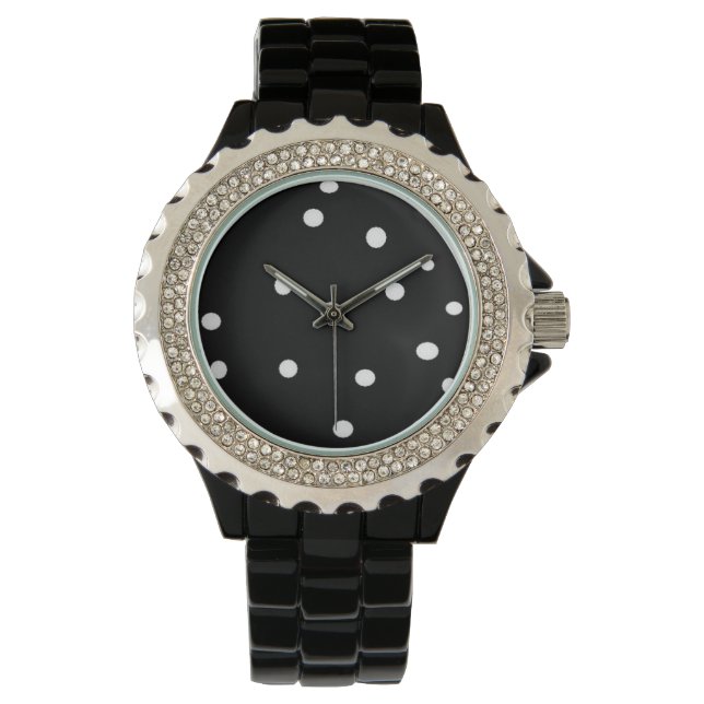 Leuke Zwarte en Witte Stippen Horloge (Voorkant)