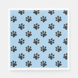 Leuke zwarte hond poot print blauw servet