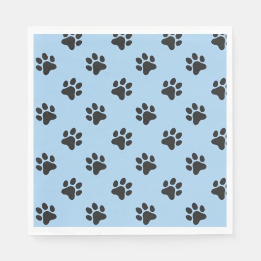 Leuke zwarte hond poot print blauw servet (Voorkant)