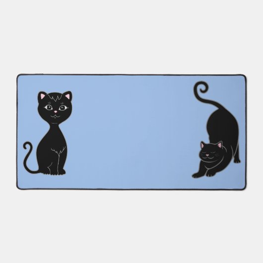 Leuke zwarte kat animes op lichtblauw bureaumat (Voorkant)