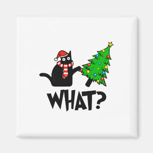 Leuke Zwarte Kat Cadeau Kerstboom Omverduwen Kat Magneet