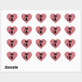 Leuke zwarte kat Cartoon Kat roze hart Sticker (Vel)