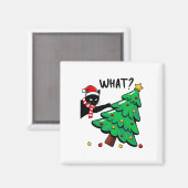 Leuke zwarte kat duwt kerstboom om Wat een kat Magneet (Voorkant / Achterkant)