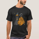 Leuke zwarte kat en pompoen gezicht Halloween Tren T-shirt (Voorkant)