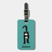 Leuke zwarte kat gepersonaliseerd bagagelabel (Voorkant verticaal)