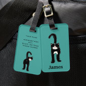 Leuke zwarte kat gepersonaliseerd bagagelabel