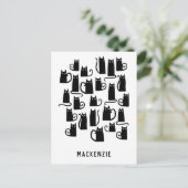 Leuke zwarte kat gepersonaliseerd briefkaart (Staand voorkant)