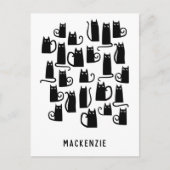 Leuke zwarte kat gepersonaliseerd briefkaart (Voorkant)