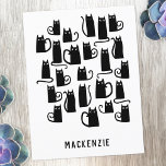 Leuke zwarte kat gepersonaliseerd briefkaart<br><div class="desc">Schattigee kleine zwarte katten. Originele kunst van Nic Squirrell. Wijzig de naam om deze te personaliseren.</div>