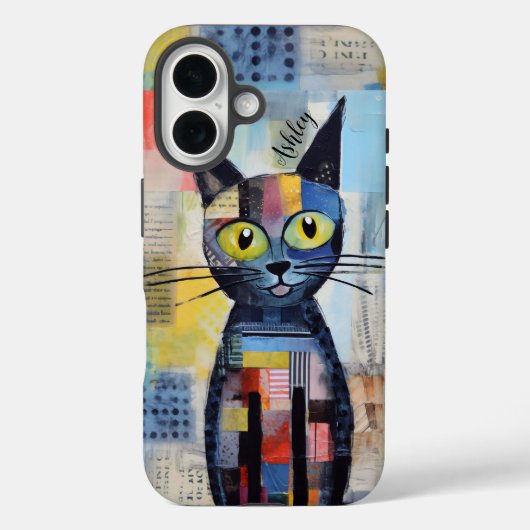 Leuke zwarte kat gepersonaliseerd Case-Mate iPhone case (Achterkant)