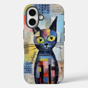 Leuke zwarte kat gepersonaliseerd iPhone 16 hoesje