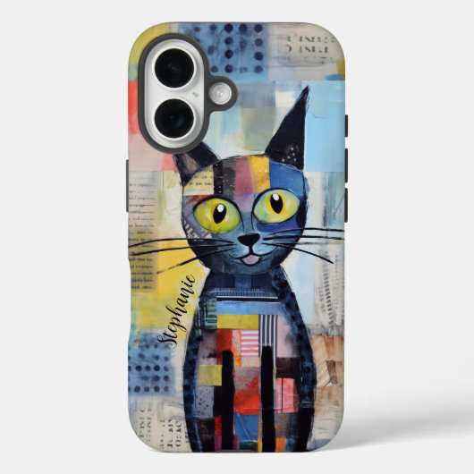Leuke zwarte kat gepersonaliseerd Case-Mate iPhone case (Achterkant)