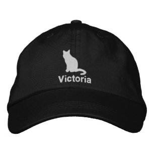 Leuke zwarte kat gepersonaliseerd geborduurde pet