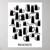 Leuke zwarte kat gepersonaliseerd poster (Voorkant)