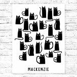 Leuke zwarte kat gepersonaliseerd poster<br><div class="desc">Schattigee kleine zwarte katten. Originele kunst van Nic Squirrell. Wijzig de naam om deze te personaliseren.</div>