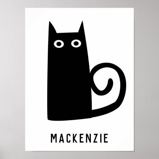 Leuke zwarte kat gepersonaliseerd poster (Voorkant)