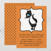 Leuke zwarte kat Halloween Party uitnodiging (Voorkant / Achterkant)