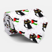 Leuke zwarte kat houdt Palestijnse vlag vast Stropdas (Opgerold)