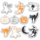 Leuke zwarte kat jack op lantaarn spook heks Hallo Sticker (Voorkant)