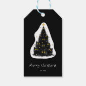 Leuke zwarte kat Meowy kerstboom Cadeaulabel (Voorkant)