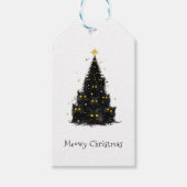 Leuke zwarte kat Meowy kerstboom Cadeaulabel (Voorkant)