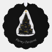 Leuke zwarte kat Meowy kerstboom Ornament Kaart (Voorkant)