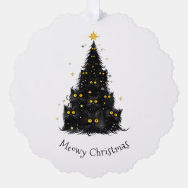 Leuke zwarte kat Meowy kerstboom Ornament Kaart