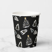Leuke zwarte kat Meowy kerstboom Papieren Bekers (Achterkant)