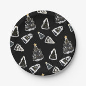 Leuke zwarte kat Meowy kerstboom Papieren Bordje (Voorkant)