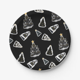 Leuke zwarte kat Meowy kerstboom Papieren Bordje