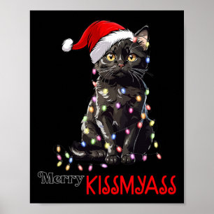 Leuke Zwarte Kat Merry Kissmy Xmas Pyjama Kerstmis Poster