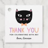 Leuke zwarte kat pastel Halloween Verjaardagsnaam Bedankjes Labels (Voorkant)