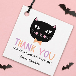 Leuke zwarte kat pastel Halloween Verjaardagsnaam Bedankjes Labels