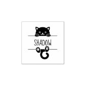 Leuke Zwarte Kat Peeking Aangepaste Naam 1x1 Rubberstempel (Afrduk)