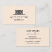 Leuke zwarte kat piekend huisdier zittende service visitekaartje (Voorkant / Achterkant)