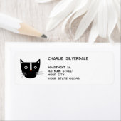 Leuke zwarte kat retouradres etiket (Insitu)