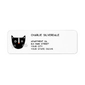 Leuke zwarte kat retouradres etiket (Voorkant)