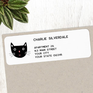 Leuke zwarte kat retouradres etiket