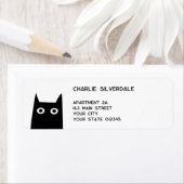 Leuke zwarte kat retouradres etiket (Insitu)