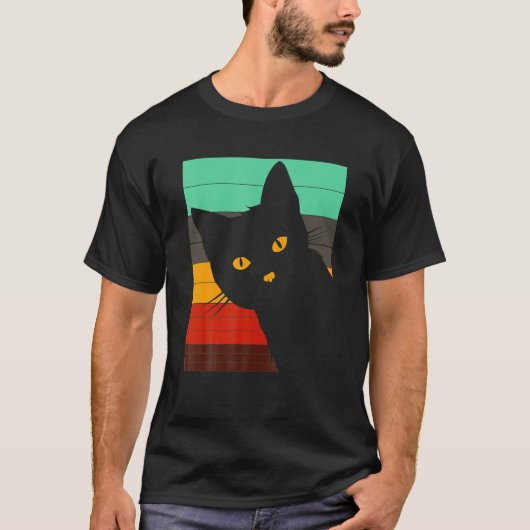 Leuke zwarte kat retro stijl bombay kat t-shirt (Voorkant)